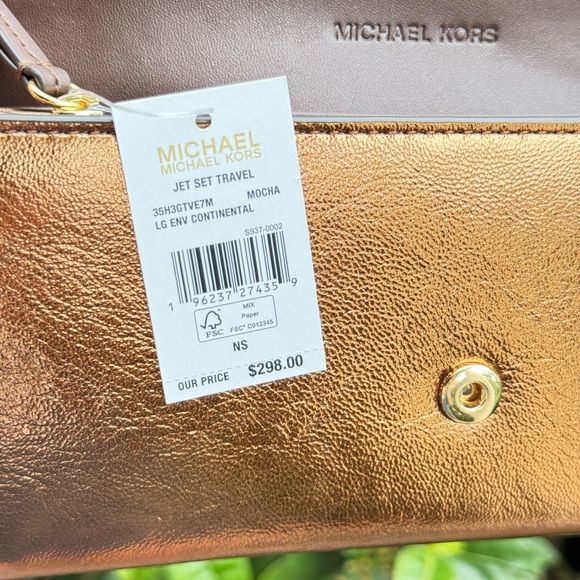 Michael Kors Jet Set Travel Large Envelope Continental Wallet Patent Mocha - Picture 13 of 13